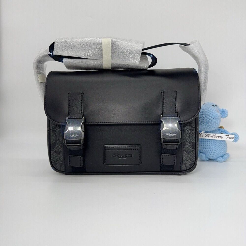 Coach C3747 Track Crossbody Bag In Signature Canvas Messenger Men’s NWT Org $490